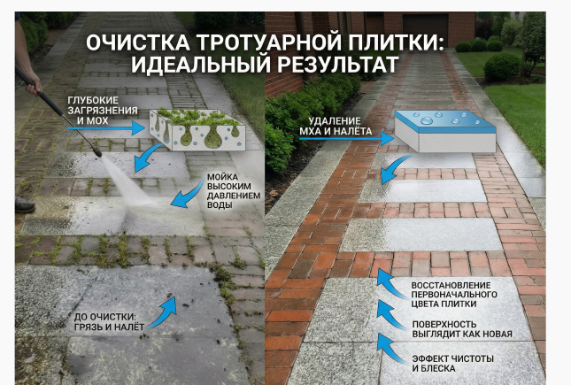 Очистка тротуарной плитки